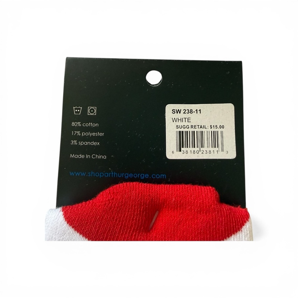 Arthur George White Socks with Red Accent - Picture 4 of 4